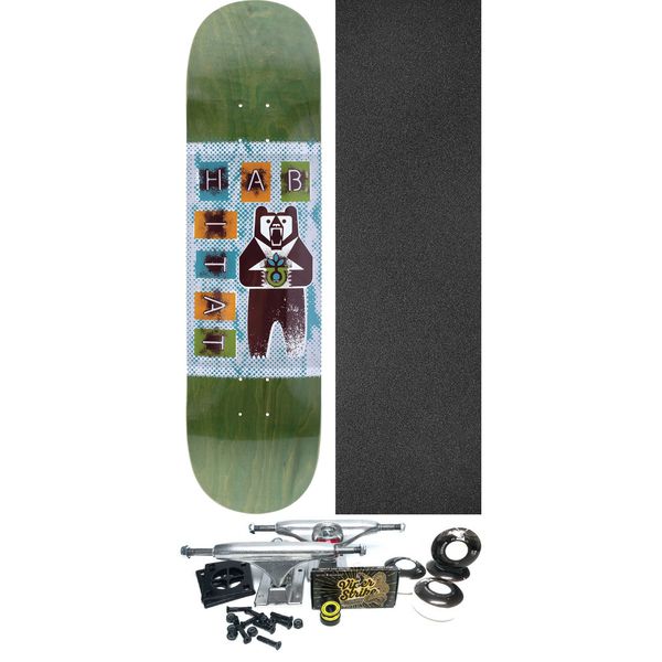 Habitat Skateboards Grizzly Blue Skateboard Deck - 8.5" x 31.94" - Complete Skateboard Bundle